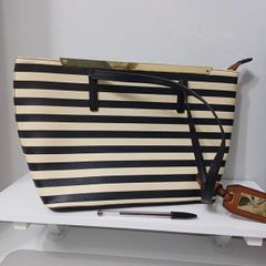 ALDO Striped Tote Bag. Black & Cream (Very Lightly Used)