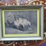 Antique Vintage Original Art Playful Kitty Image 2