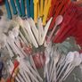 Mixture of plastic cutlery,2 metal spoons,measuring spoons/cups and mini straws Image 3