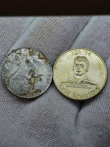 Football Coins Andy Townsend USA 1994 & World Cup Italy 1990 Bernie Slaven