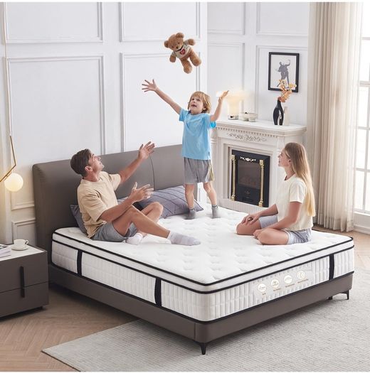 4FT6 Double Mattress, 10.2 INCH Double Bed Mattress, 7-Zone Pocket Sprung Medium Firm