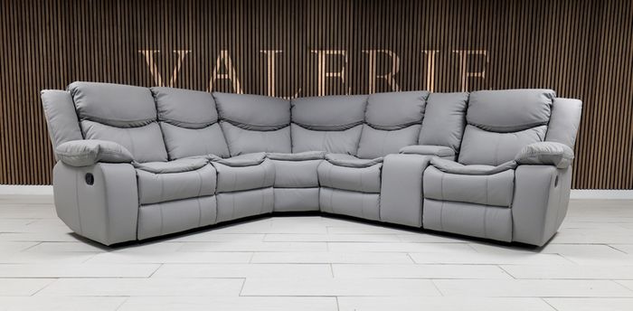 Valerie Corner Light Grey Leather Recliner Sofa
