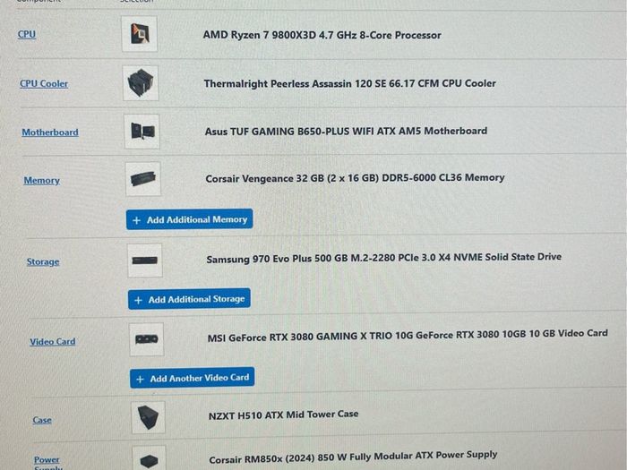 Ryzen 9800x3d / RTX 3080 gaming PC