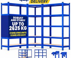 Set of 3 Heavy Duty Corner Shelving Units 2625kg Capacity