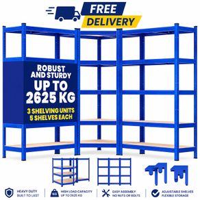 Set of 3 Heavy Duty Corner Shelving Units 2625kg Capacity