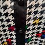 Vintage 80s 90s Black and White houndstooth blouse with rainbow colour splash small to medium Image 3