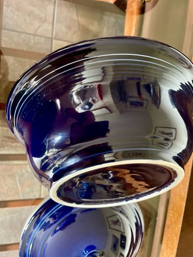 Vintage Fiestaware Cobalt Blue Covered Casserole Dish Homer Laughlin HLC with Lid USA Oven to Table