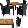 Garden Furniture Set Wooden Balcony Weatherproof 4 Person Polyrattan Acacia Outdoor 7cm Cushions Image 5
