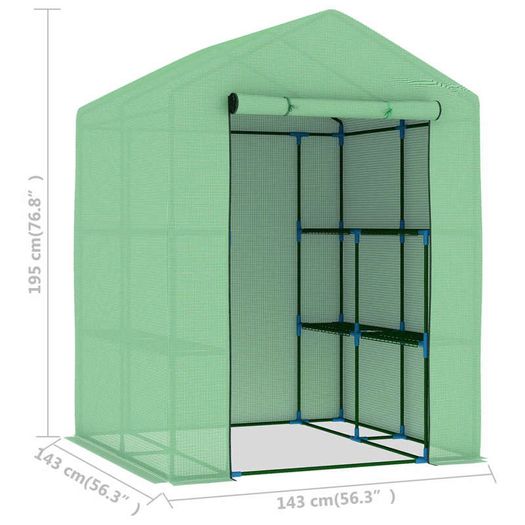 Greenhouse with Shelves Steel 143x143x195 cm