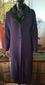 Luxe Plum Coatigan with Fur Collar - Mind, Sense, Spirit Brand, UK M 12/14, AV