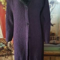 Luxe Plum Coatigan with Fur Collar - Mind, Sense, Spirit Brand, UK M 12/14, AV