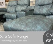 New Zara Chaser Sofa Free Delivery Blue Fabric