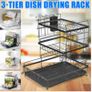 BRAND NEW 3 Tier Kitchen Storage Shelf Dish Drying Rack Holder with Drainboard Plate Image 2
