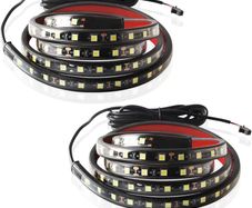 2Pcs 60 Inches LED Truck Bed Strip Lights 12V with Fuse On-Off Switch Waterproof Universal for Truck Van Cargo SUV Boat