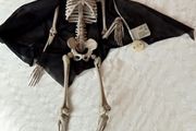 Spooky Hanging Halloween Skeleton Decoration with Light-Up Eyes