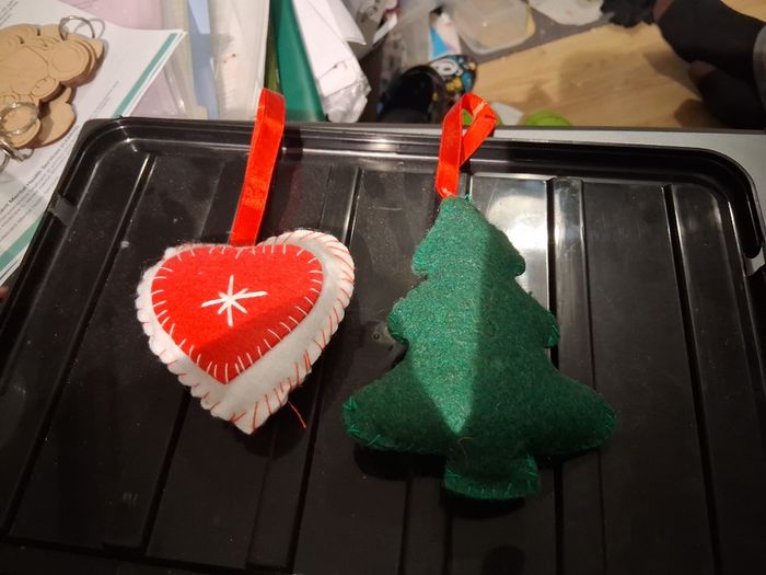 Handmade felt Christmas tree decorations - set of 3