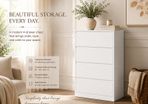 White 4 Drawer Chest of Drawers  Modern Handleless Storage Cabinet