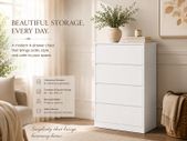 White 4 Drawer Chest of Drawers  Modern Handleless Storage Cabinet