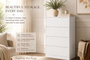 White 4 Drawer Chest of Drawers  Modern Handleless Storage Cabinet