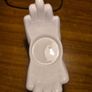 70s Vintage Ceramic Candlestick White with Flowers Hands Candle Holder Image 2