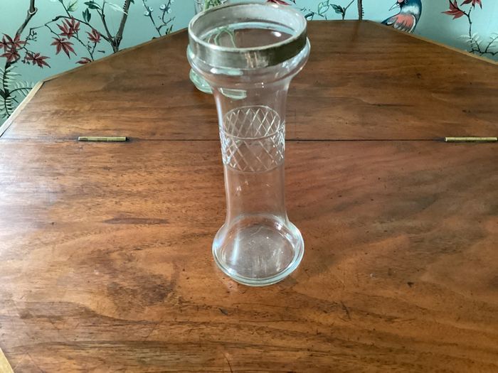 Antique Pair Edwardian Sterling Silver Mounted Cut Glass Bud Vases J&WD c.1900