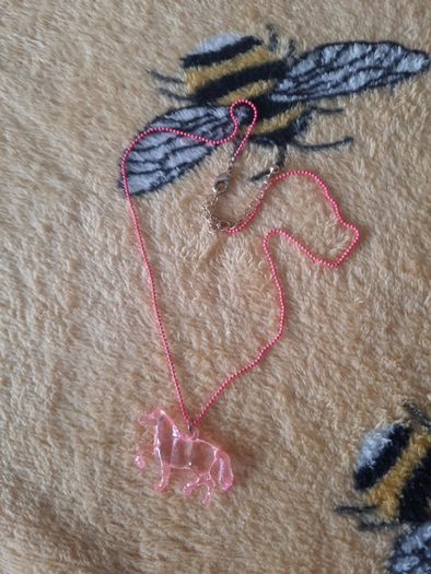 girls pink horse necklace