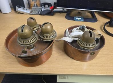 copper and brass paraffin lamps
