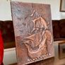 Vintage Hand Hammered Copper Wall Art Gallion Ship with Seagulls Image 2