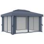Gazebo with Curtain and String Lights 4x3 m Anthracite Image 5