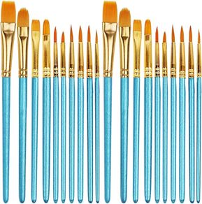 20 Pcs Face Paint Brushes for Children Watercolor, Acrylic Gouache and Oil Painting Suitable for Decorations, Models, Figurines, Nail Art