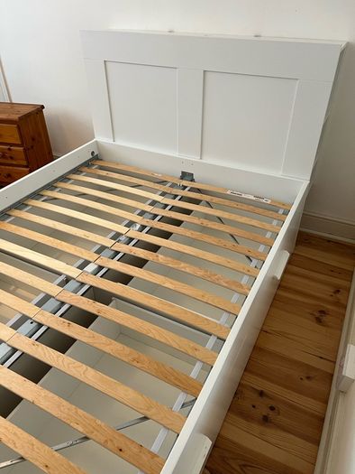 IKEA Brimnes Double Bed Frame with Headboard and Storage