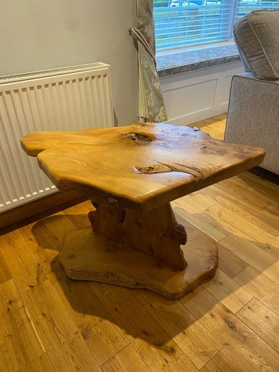 wooden table and lamp set