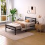 Single Bed Frames with Headboard 3ft Black Metal Small Single Bed Frame with Storage for Adult Teenagers Heavy Duty Non-Slip with Steel Slats No Box Spring Needed Image 2