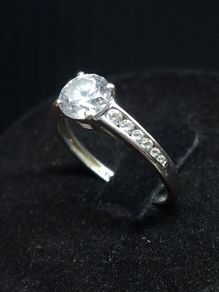 Vintage 9ct White Gold Solitaire Ring 375 Hallmarked Size 54