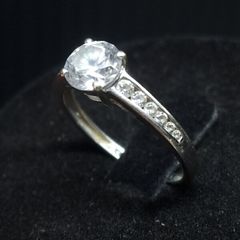 Vintage 9ct White Gold Solitaire Ring 375 Hallmarked Size 54