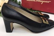 Ferragamo Gancini leather pumps