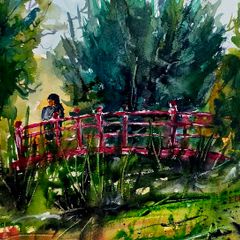 Japanese gardens watercolour