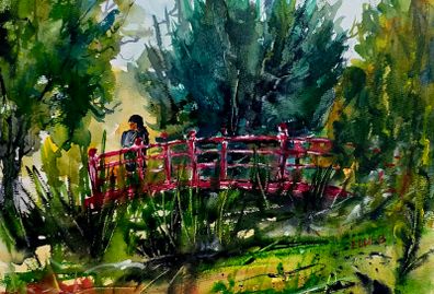 Japanese gardens watercolour