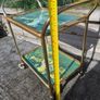 Vintage Drinks Tea Trolley - Gold Metal Wood Effect Cocktail Cart Image 9