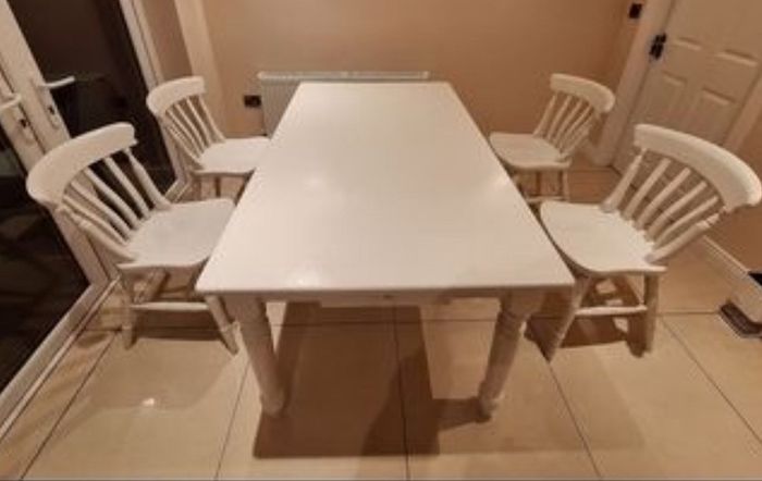 Extremely Solid White 5Ft Wooden Kitchen Dining Table - Can Deliver