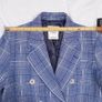 Mango Blue White Checked Plaid Double Breasted Blazer Coat Overcoat Size S Image 10
