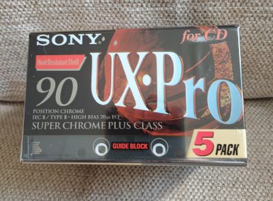 Sony UX-Pro 90 Type 2 sealed pack of 5 five blank cassette tapes