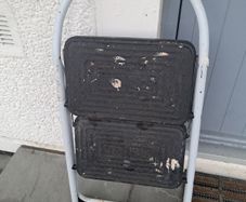 Two-step folding ladder