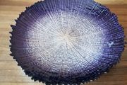 Dish-Plate/Hand Decorated Glitter Glazed Cobalt Glass Bowl Platter - Blue And Silver.. Price Drop