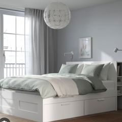 IKEA King (202x152cm) bed, storage, premium hybrid mattress