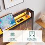 3ft Single Bed Frame with Charging Station and LED Lights, Wood Headboard with Storage Shelves Image 6