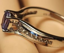Rhodium Plated Silver Ring Natural Tanzanite & Zircon Ring