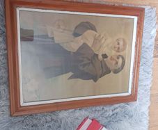 Antique  St Anthony Framed Lithograph  Print