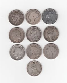 G.B. 10 x 92.5% Silver Coins, 10 x Shilling,1/-, ( no.G28)