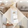 Slim Bedside Tables Set of 2, Narrow Side Table with 2 Drawers, Bedside Cabinet with Open Compartment, Adjustable Drawer Position for Bedroom, Living Room, 30 x 24 x 65 cm White Image 7